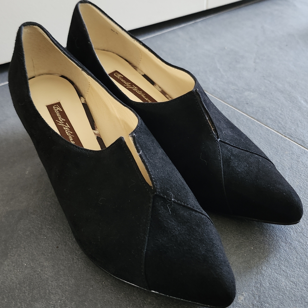 Beverly Feldman Black Suede Heels
